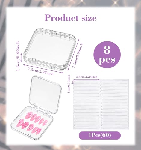 8-Piece Press On Nail Storage Boxes with Adhesive Tape