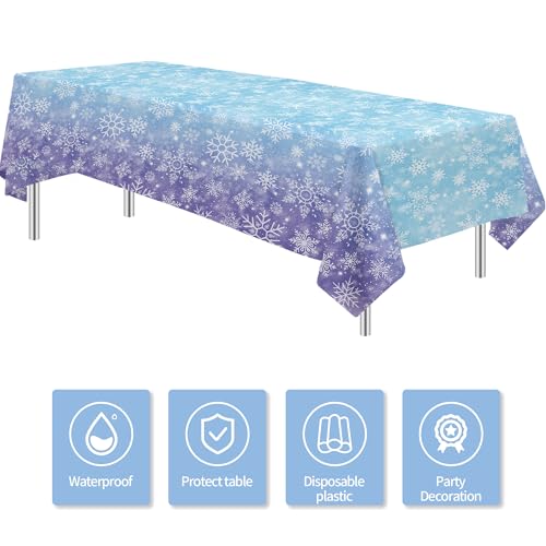 Winter Snowflake Tablecloth - 86 x 55 Inch Party Decoration