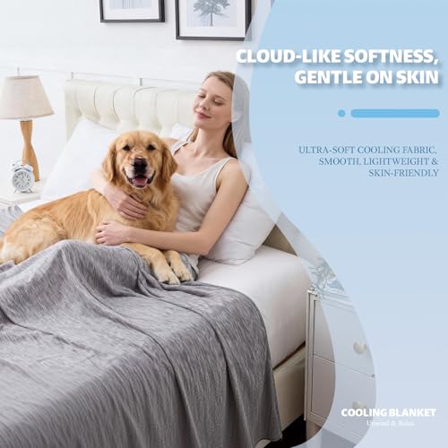 Cooling Blanket for Hot Sleepers - Breathable Throw, Dark Gray, 50"x70"