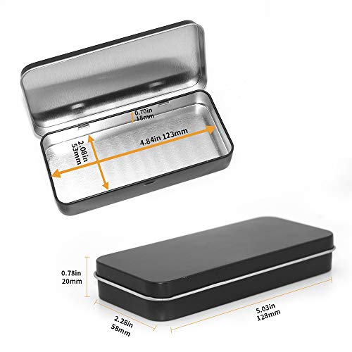 Gere 4-Pack Black Metal Rectangular Hinged Tin Boxes for Storage
