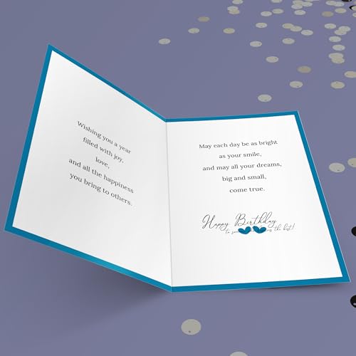 Elegant Blue Birthday Card with Silver Hearts - Heartfelt Wishes