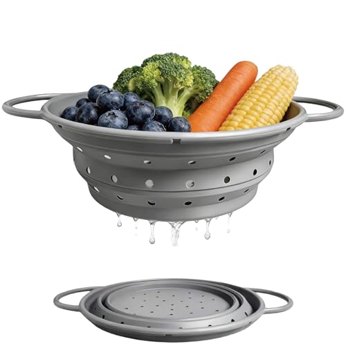 VitarayX 2-Quart Slate Gray Silicone Collapsible Colander