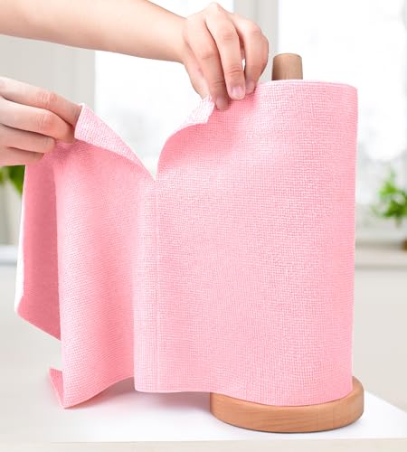 KitchLife Reusable Microfiber Cleaning Cloth Roll - Pink, 20 Tear-Away Sheets