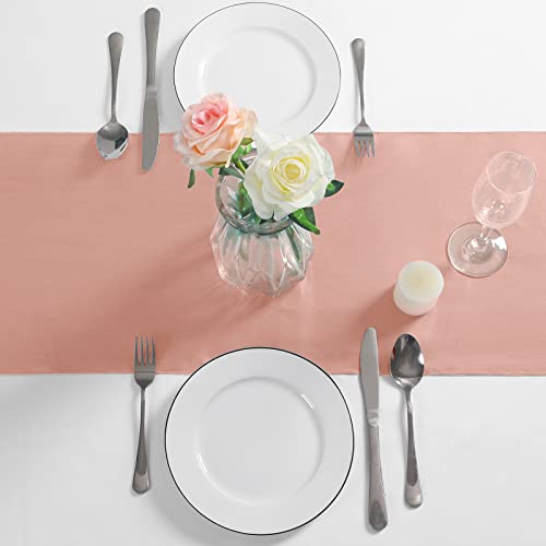 Manyshofu Rose Gold Satin Table Runner 12x72 Inches - 4 Pieces