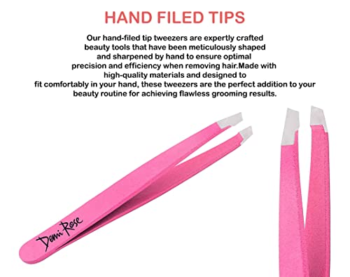 Demi Rose Professional Slant Eyebrow Tweezers - Stainless Steel