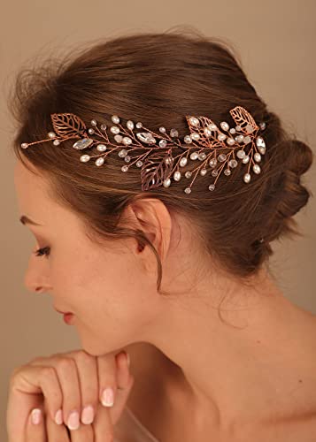 Silver Bridal Hair Vine with Pearls and Rhinestones - Wedding Headpiece