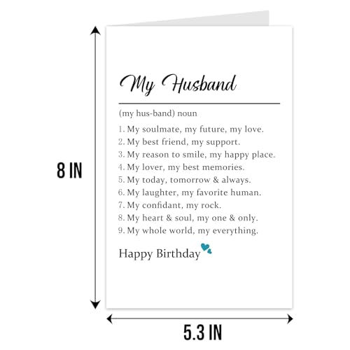 Romantic Birthday Card for Husband | Funny Definition & Poem