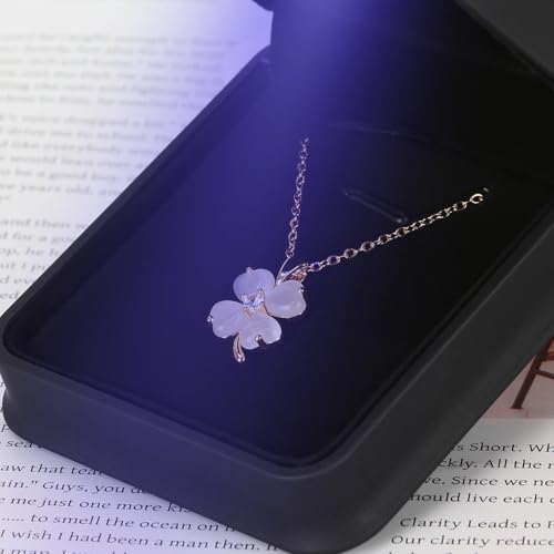 KUKUVR Black Necklace Pendant Gift Box with LED Light