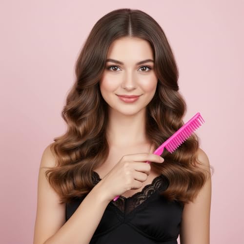 Tweruna 4 Pack Pink 3-Row Hair Comb for Natural Hair Detangling & Braids