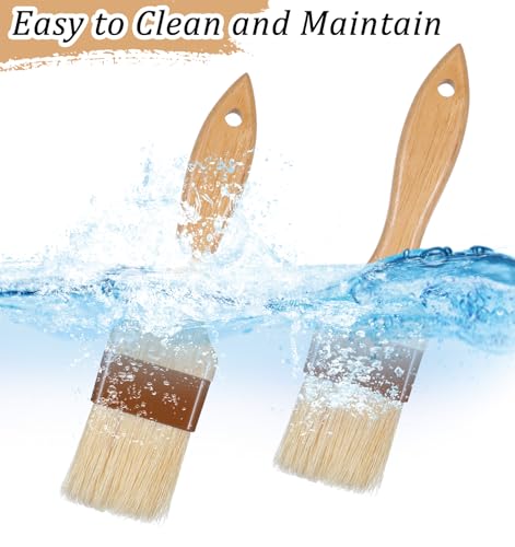 Natural Bristle Basting Brushes - 2 Pack for Cooking & Baking