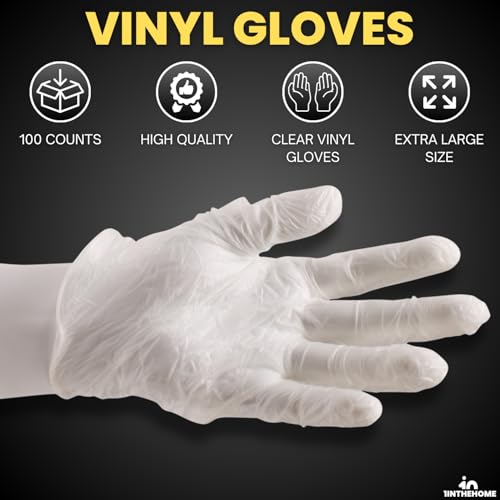 Extra Large Disposable Vinyl Gloves for Food Handling - 100 Pack