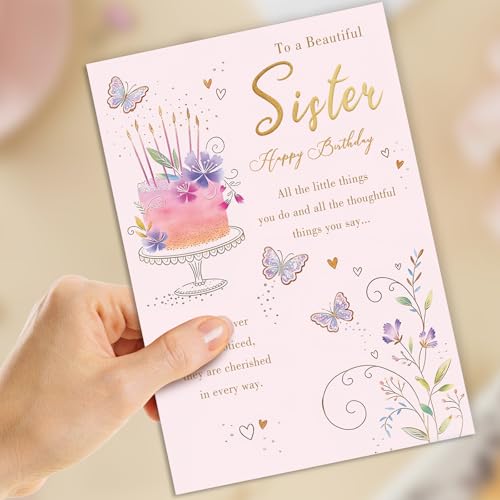 MM-448 Sister Birthday Card - Happy Birthday Gift Card for Sister