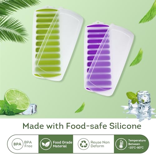 Lily's Home Silicone Ice Cube Tray Set - BPA-Free, Stackable Design