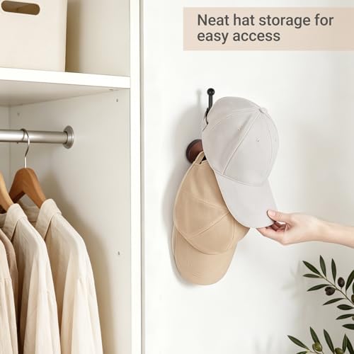Dahey Hat Organizer Wall Hooks - 2 Pack L-Shaped Storage Rack for Baseball Caps