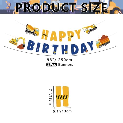 Construction Birthday Banner - Pre-Strung Excavator Design