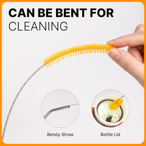 Diumepo Stainless Steel Straw Cleaner Brush Set, Extra Long Reusable Brushes