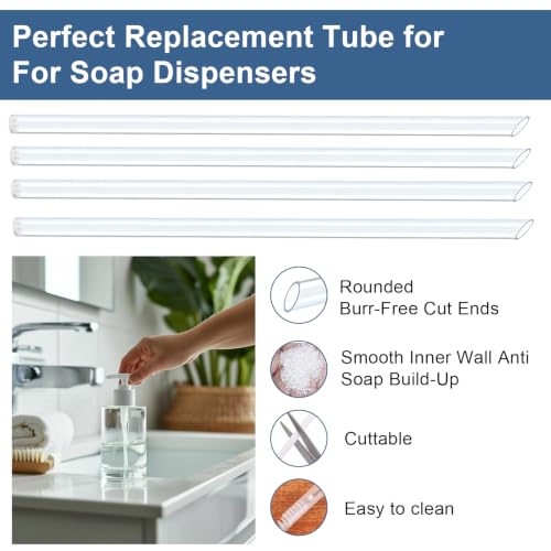 4 Pcs Clear Replacement Straws for ALTGLAS Soap Pumps - Cuttable & Durable