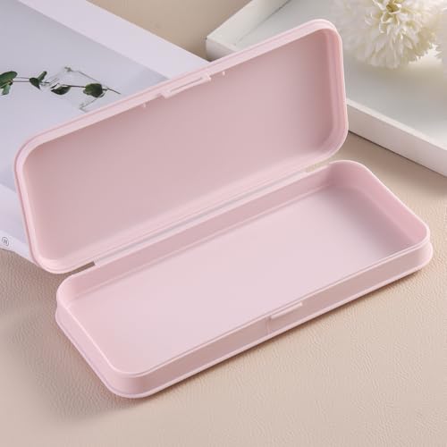 Nail Art Tool Organizer Box - Portable Pink Plastic Storage Case (8x3.5in)