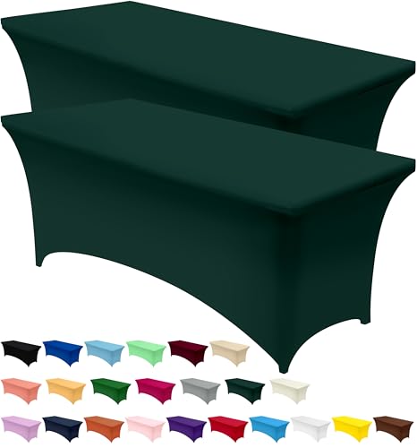 Hunter Green Spandex Table Cloth 2 Pack for 6FT Tables