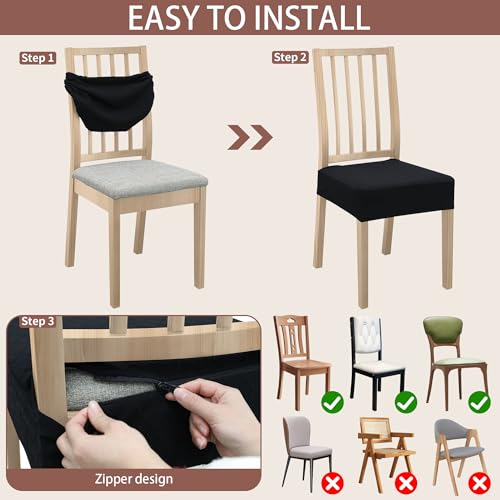 2 Pack Stretch Dining Chair Seat Covers - Soft & Durable