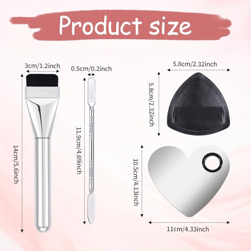 Makeup Mixing Palette Set with Foundation Brush and Spatula Stainless Steel