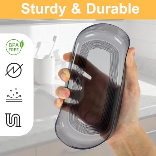 Dukrouk Double Soap Bar Travel Case with Draining Tray - Leakproof Black
