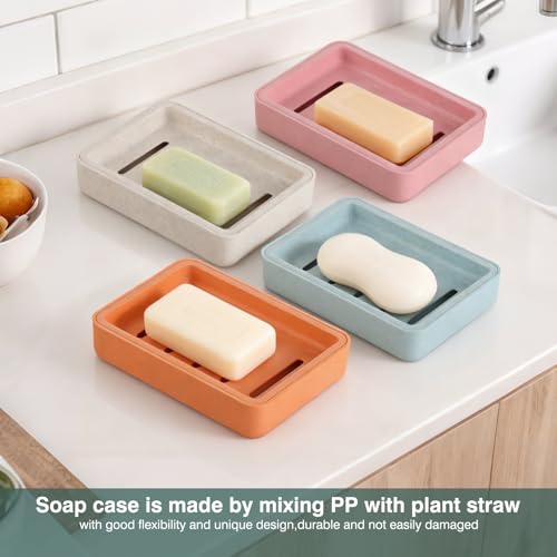 White Soap Dish with Drain 2-Pack Plastic Sponge Holder for Shower & Bathroom