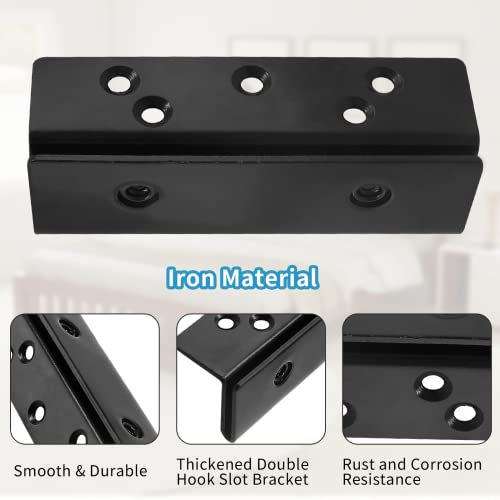 Biaungdo 2-Pack Heavy Duty Bed Rail Hook Bracket, 3.86" x 1.18" Black
