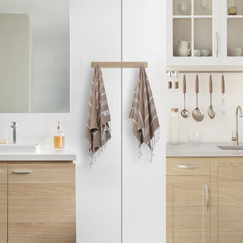 Ossano Turkish Cotton Hand Towels - 18" x 30" Set of 2 - Light Brown