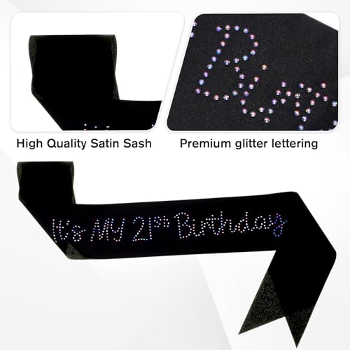 21st Birthday Sash with Glitter Rhinestones for Women