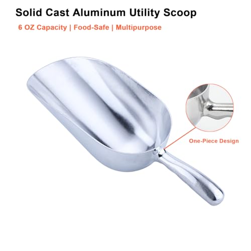 6 OZ Premium Cast Aluminum Utility Scoop for Kitchen & Bar