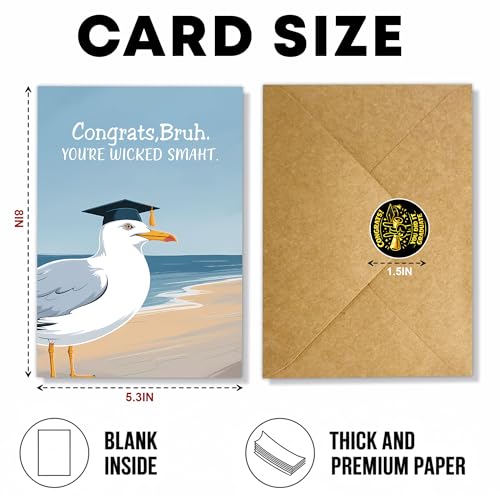 Congrats Bruh Graduation Card 2026 - Funny High School & College Graduate Greeting Card with Envelope