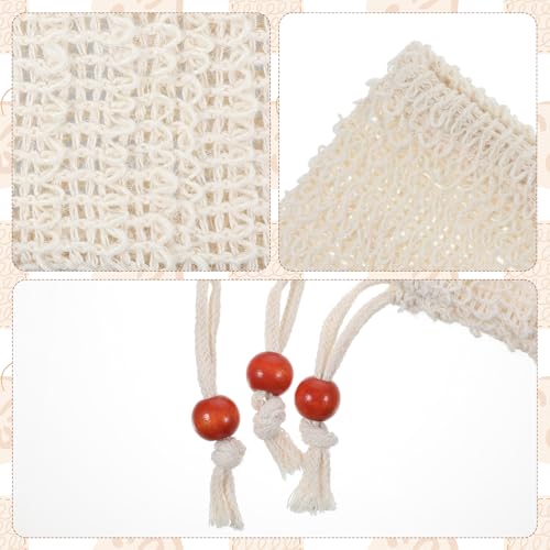 Trinkrittey 4pcs Sisal Soap Bag Exfoliating Mesh Saver Pouch