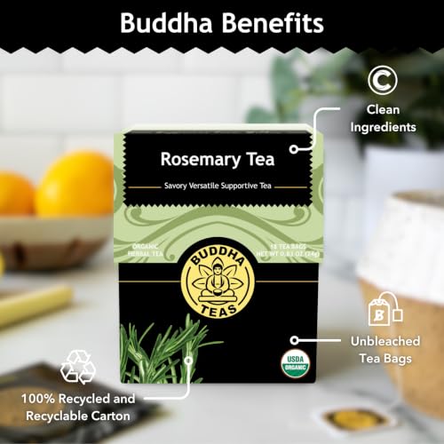 Buddha Teas Organic Rosemary Tea - Herbal Caffeine-Free Tea, 18-Count