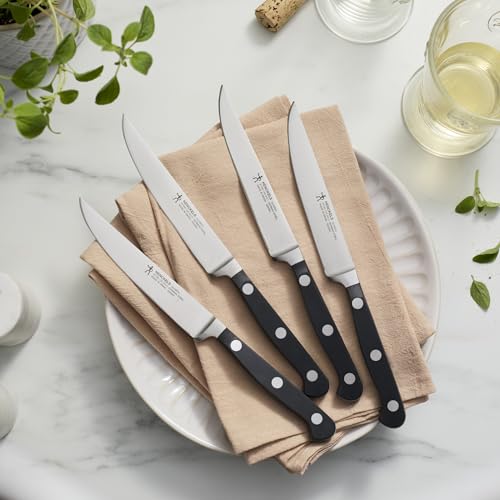 Black Stainless Steel 4-Piece Steak Knife Set - Razor-Sharp, German Designed