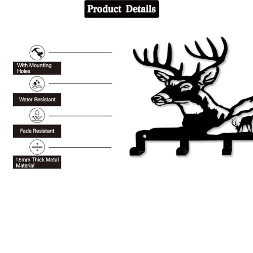Deer Metal Key Holder for Wall - 7-Hook Decorative Entryway Key Organizer