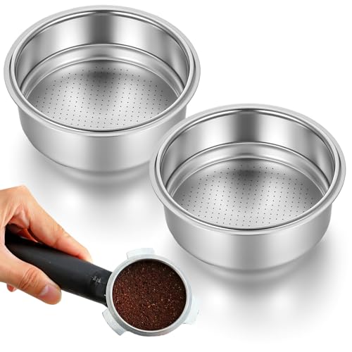 51mm Pressurized Espresso Filter Basket Set - 1 & 2 Cup Stainless Steel