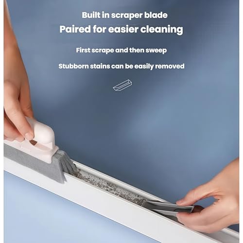 2-in-1 Window Track Cleaning Brush with Detachable Microfiber Head