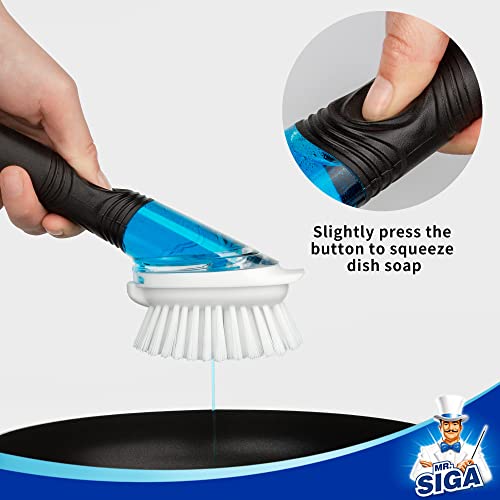 MR.SIGA Soap Dispensing Dish Brush with Scraper - 1 Pack