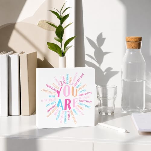 You Are Sun Wooden Box Sign, Inspirational Motivational Desk Decor, 5x5 Inch