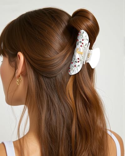 CHLINS Initial Cherry Hair Claw Clip – Rhinestone Monogram Letter J