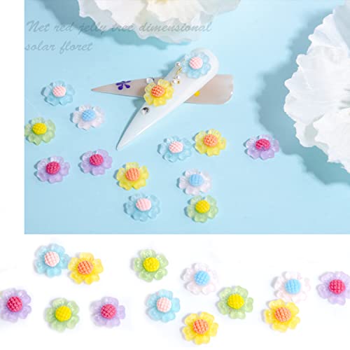 BAIYIYI 100 Pcs 3D Acrylic Resin Sunflower Nail Art Charms