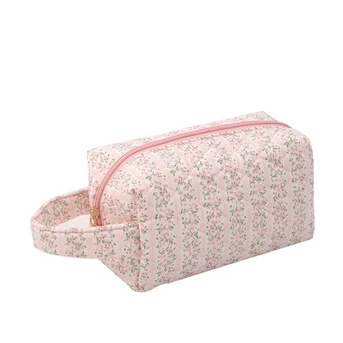 Leisofter Floral Makeup Bag, Cute Large Cosmetic Toiletry Organizer