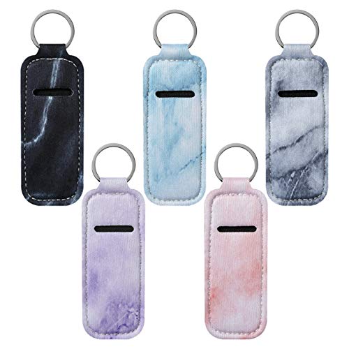 Neoprene Lipstick Holder Keychain 5-Pack Lip Balm Pouch Travel Accessories
