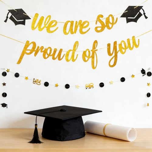 Graduation Banner Set - 3pcs Glitter 'We Are So Proud of You' Decorations