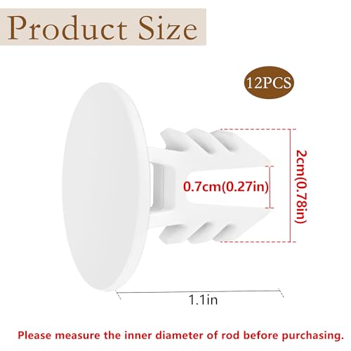 12 Pcs Closet Rod End Caps - Wear-Resistant Plastic for 20mm Rods, Moonoom