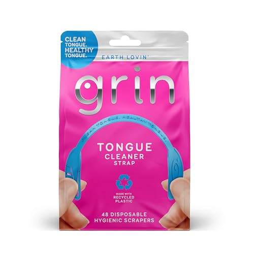Grin Disposable Tongue Cleaner Straps 48 Count with Toothpick