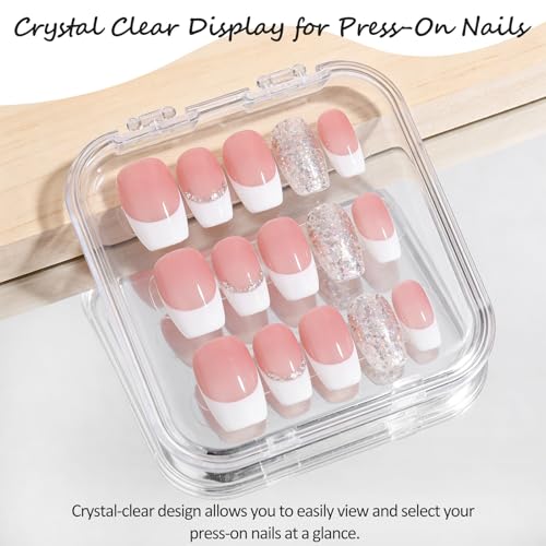 13-Piece Clear Press-On Nail Storage Boxes with 30 Adhesive Tapes