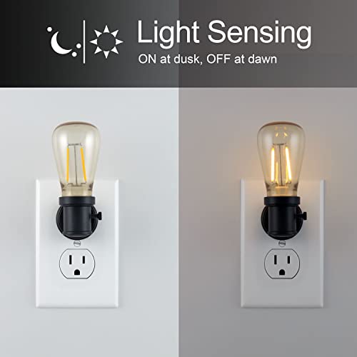 Edison Filament Night Light 2-Pack with Dusk to Dawn Sensor - Black
