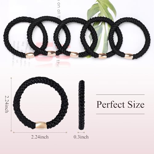 WantGor No Damage Hair Ties 15-Pack Elastic Ponytail Holders Black